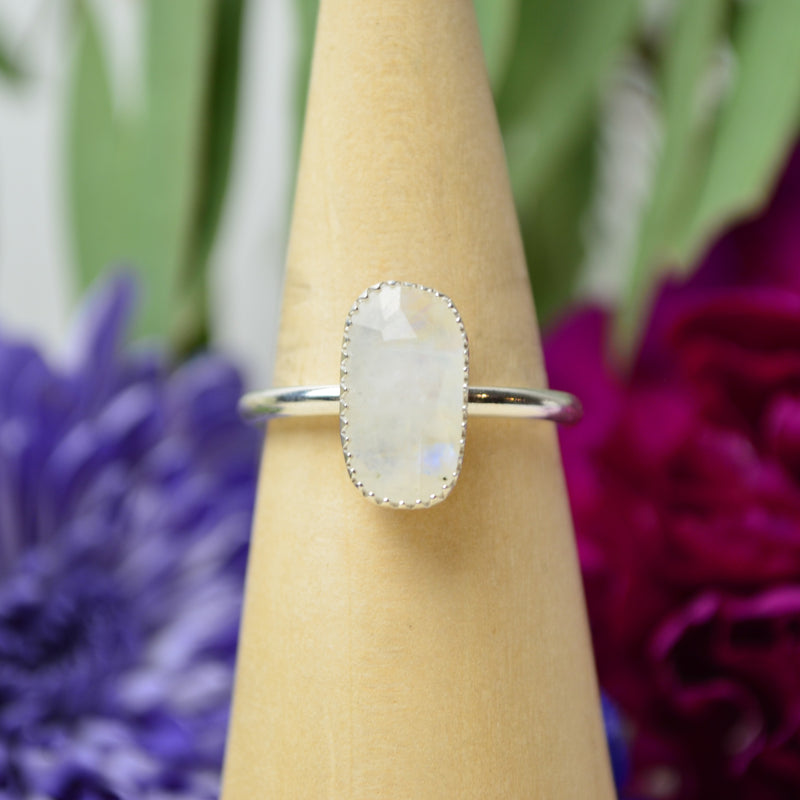 Rainbow Moonstone Stacking Ring (Size 9)
