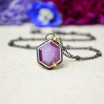 Ruby Slice Hex Necklace with 14K Yellow Gold Accents