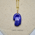 LMTD: Carved Gemstone Hand Necklace in 14K Gold Fill